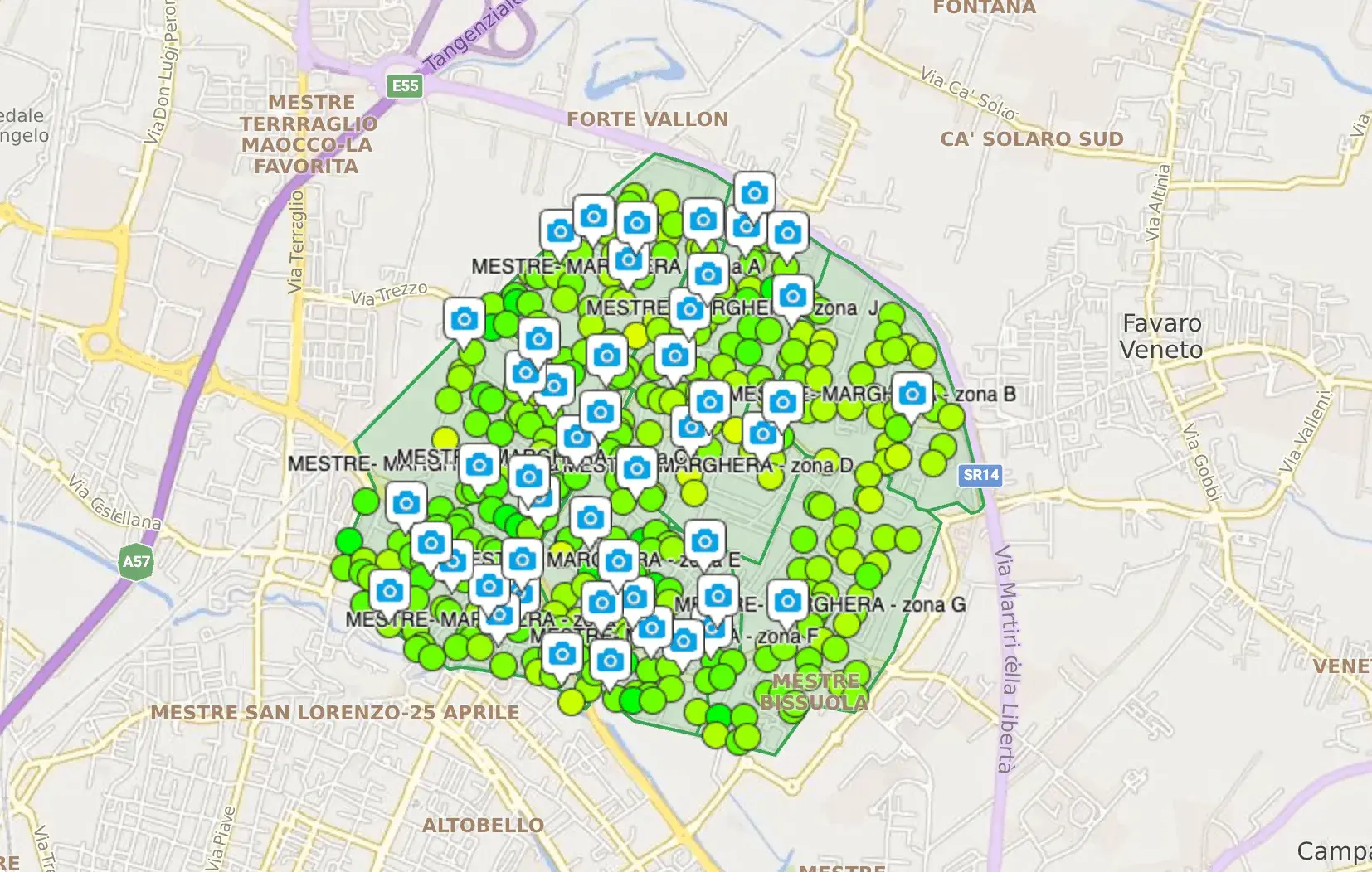Mappa GPS geolocalizzazione distribuzione volantini – Venezia